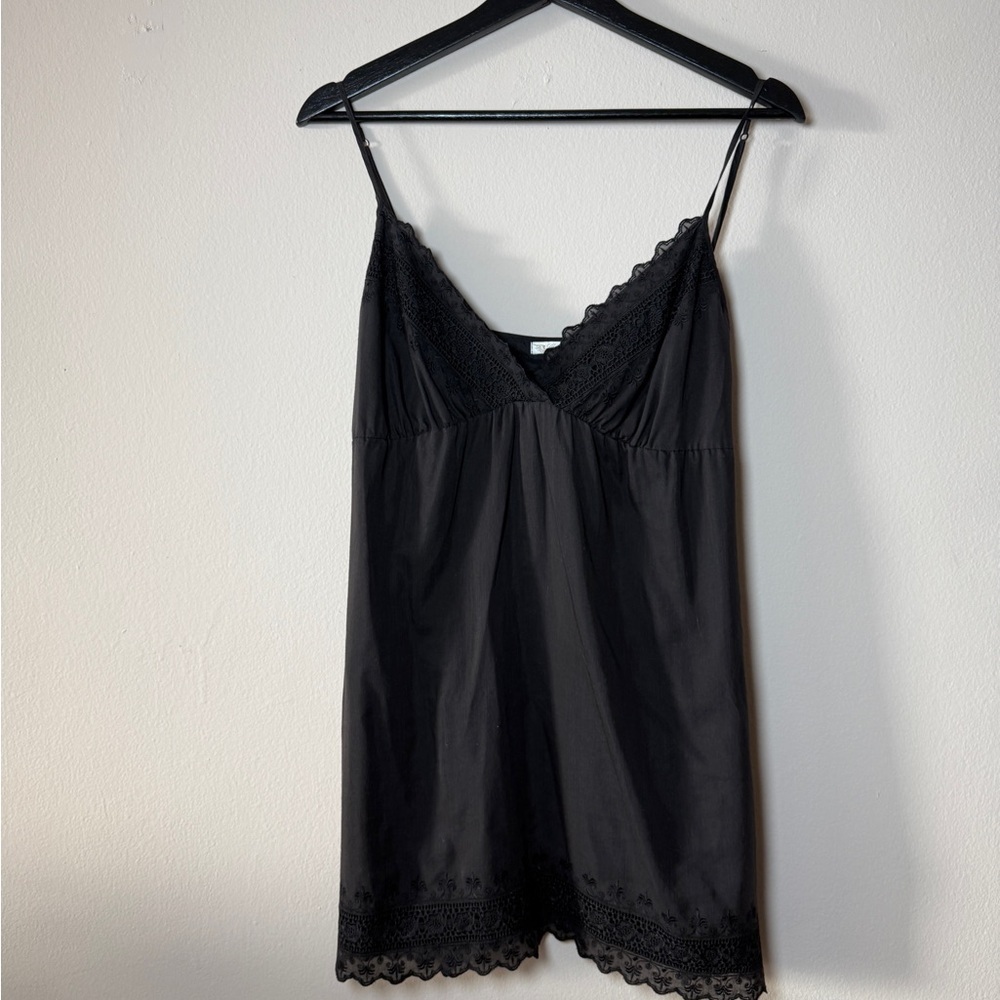 Gold Hawk - Mini Black Silk Slip Dress - Medium